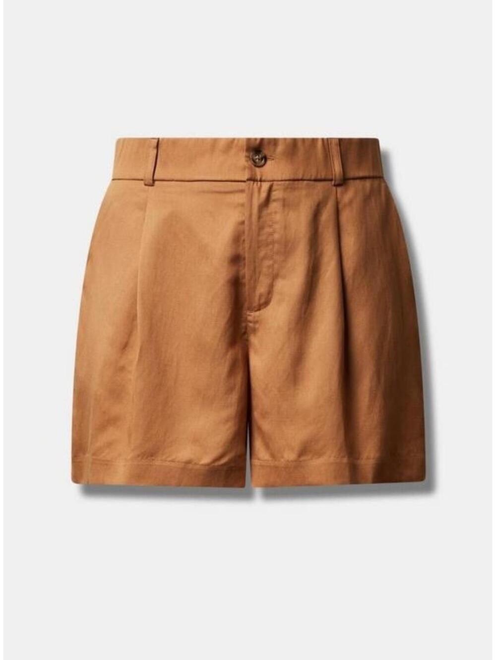 Torrid Studio Linen Shorts Tan High Waisted Elastic Waist Size 22 Minimalistic